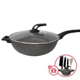 Igozo 36cm Lava Red Premium Granite Wok