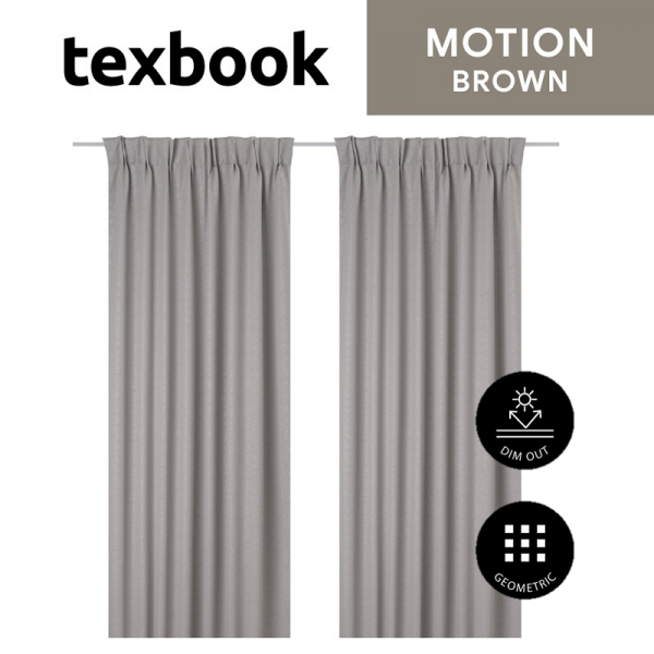 Texbook 150cm 1 Panel Motion Brown Blackout Window Curtain French Pleat