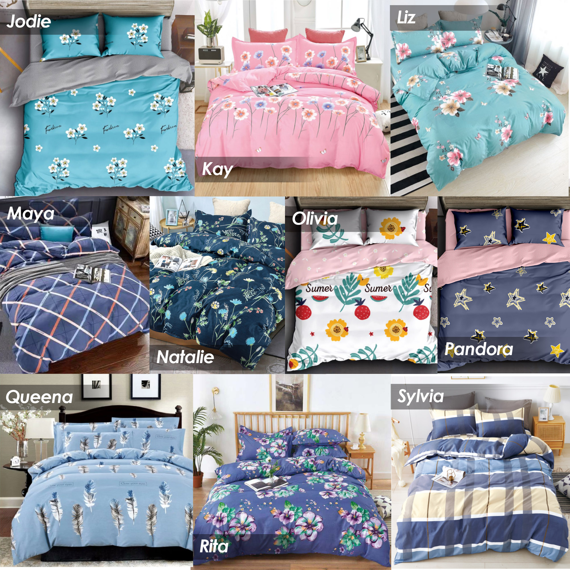 HOMEI 4In1 Seasonal Bliss Queen Size Quilt Cover Fitted Cotton