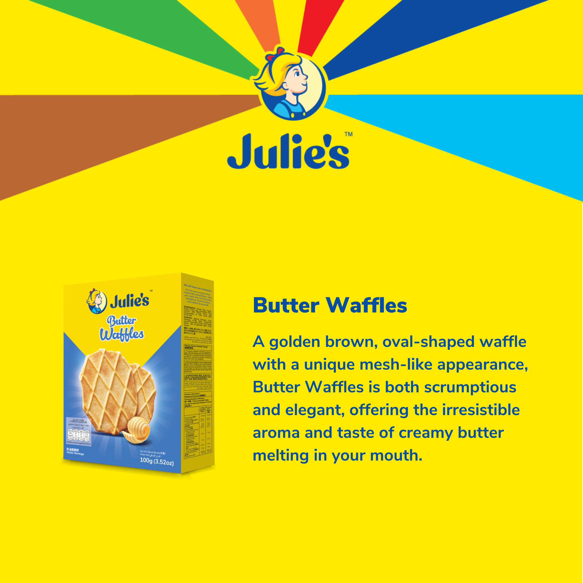 Julies Butter Waffles 100g X 6 Packs