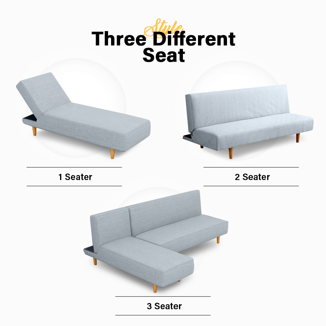 KAZUKI 3 Way 4-Seater Foldable L Shape Sofa Bed
