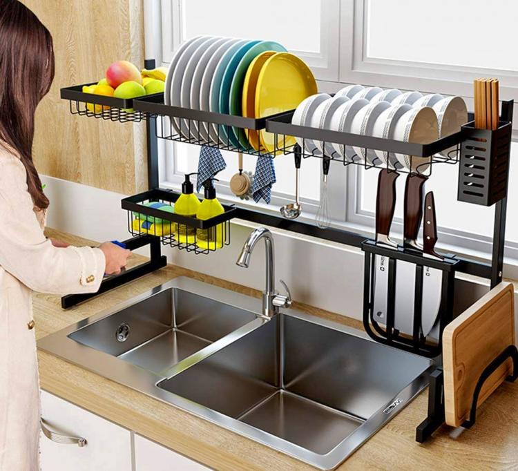 85cm Stainless Steel Kitchen Basin Storage Rack