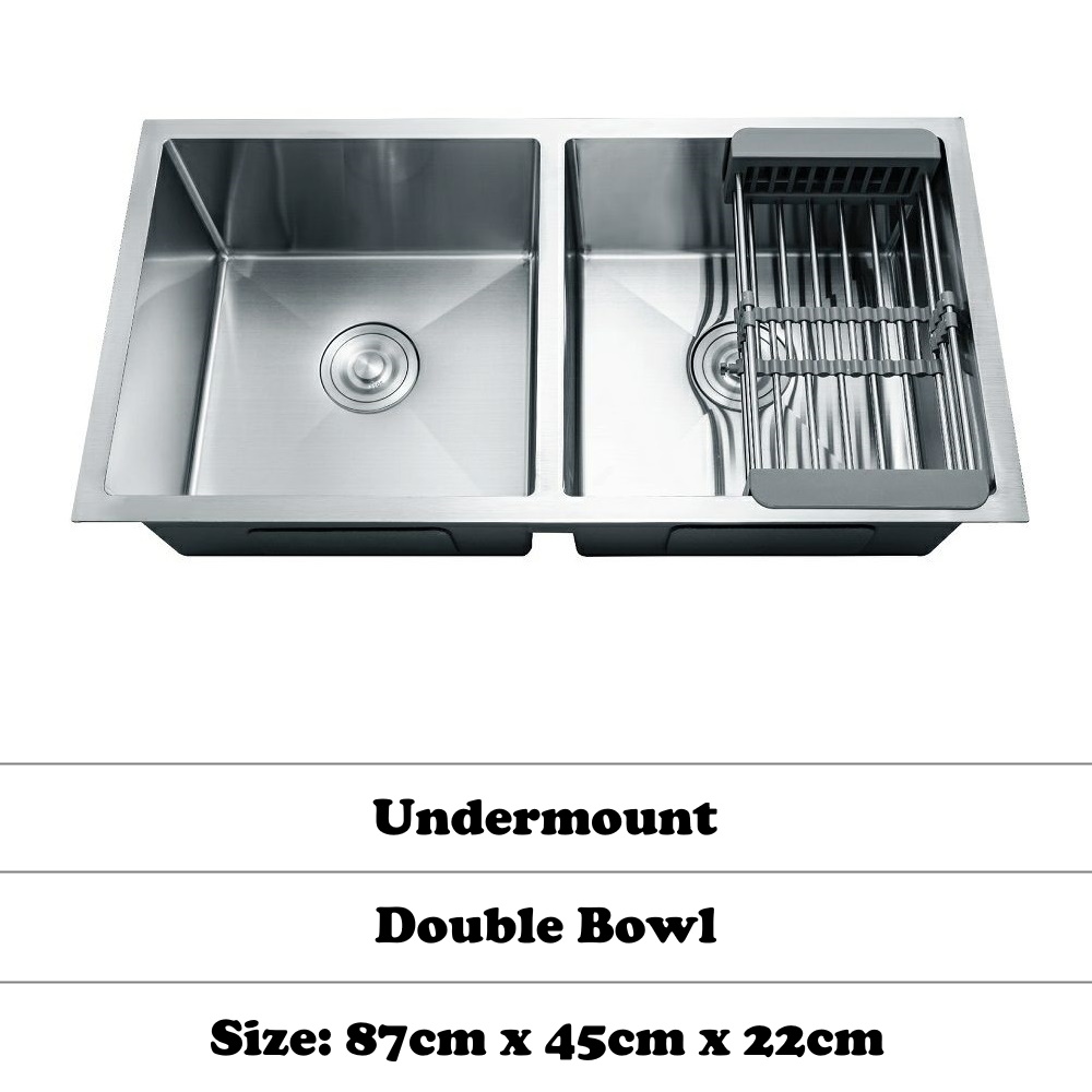 Modern Undermount Stainless Steel Double Bowl Kitchen Sink Basin