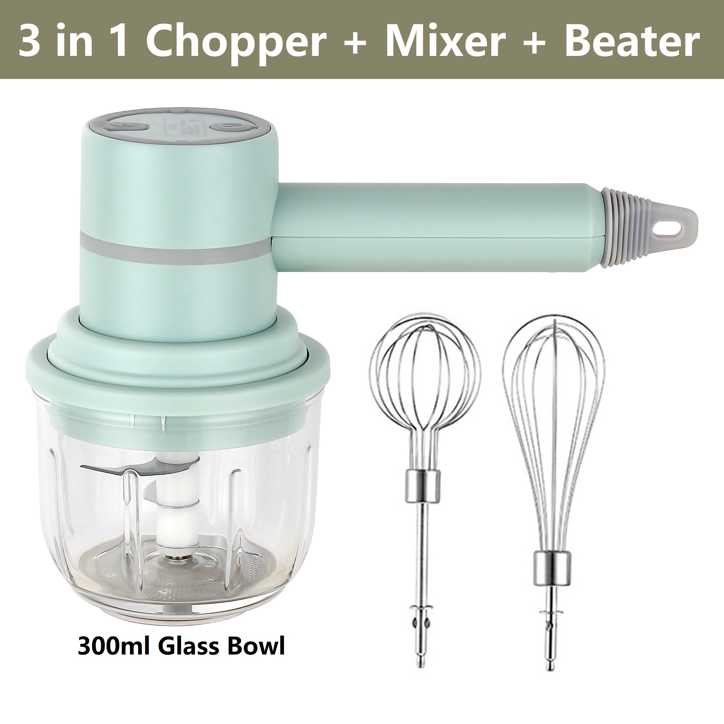 Maidronic 3 In 1 Wireless Glass Food Processor Mixer Egg Beater