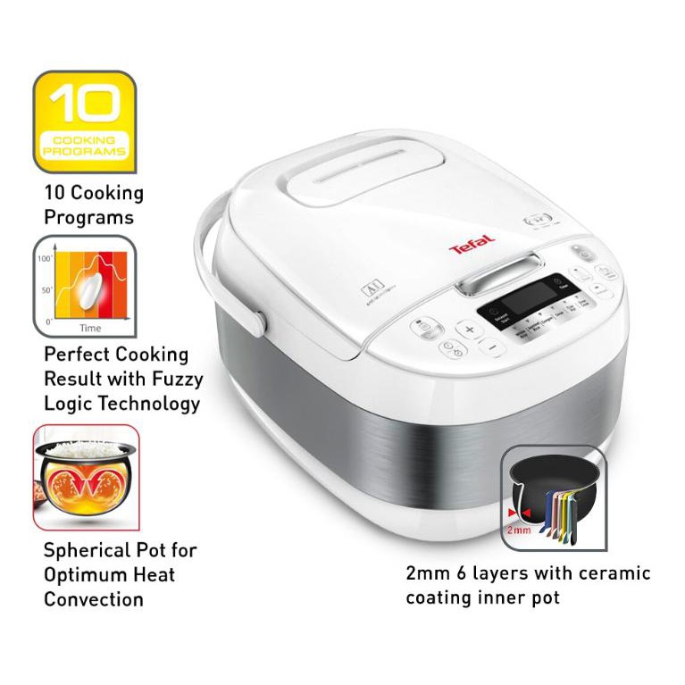 TEFAL 1.8L Rice Cooker Spherical Pot Delirice Fuzzy Logic RK7521