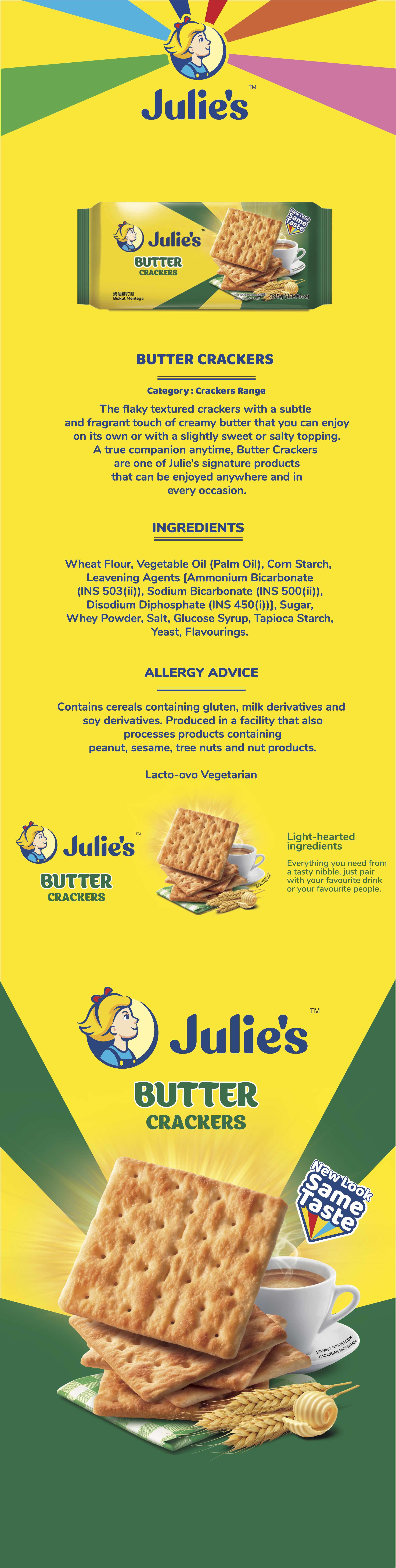 Julie's Butter Crackers 395g x 6 packs
