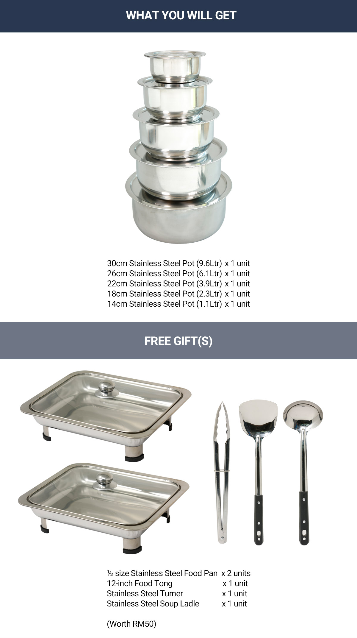 Captain Cook Stainless Steel Classic Pot Set