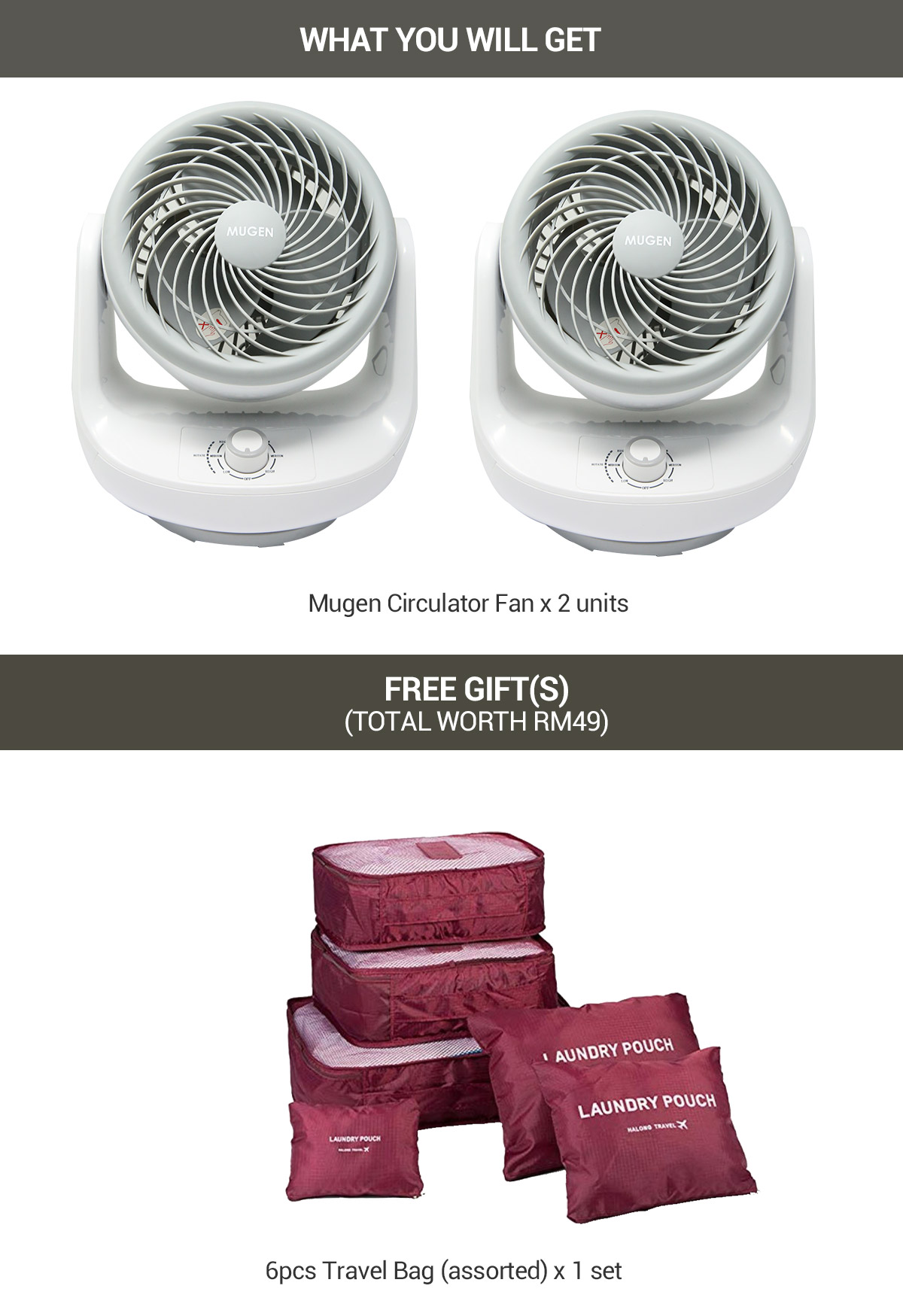 Mugen Compact Air Circulator Fan Twin